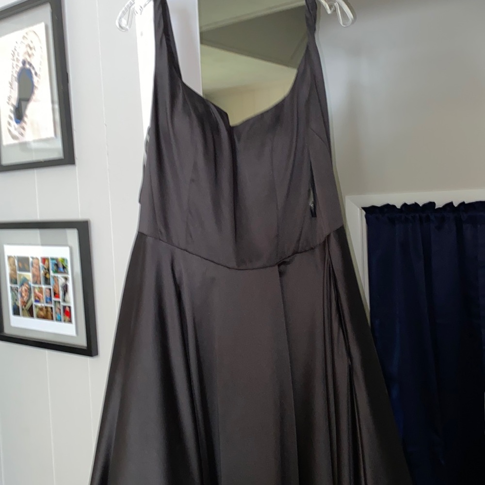 Black square neck prom dress